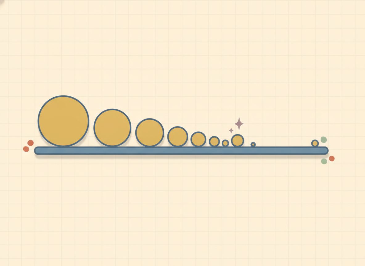 A decimal point sliding across scales of size, picturing scientific notation.