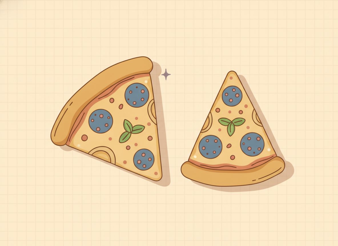 A smaller one-sixth slice beside a larger one-quarter slice: more sharers means smaller pieces.