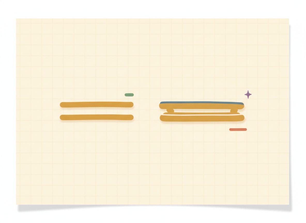 Parallel lines that never meet beside one identical line: no solution versus infinitely many.