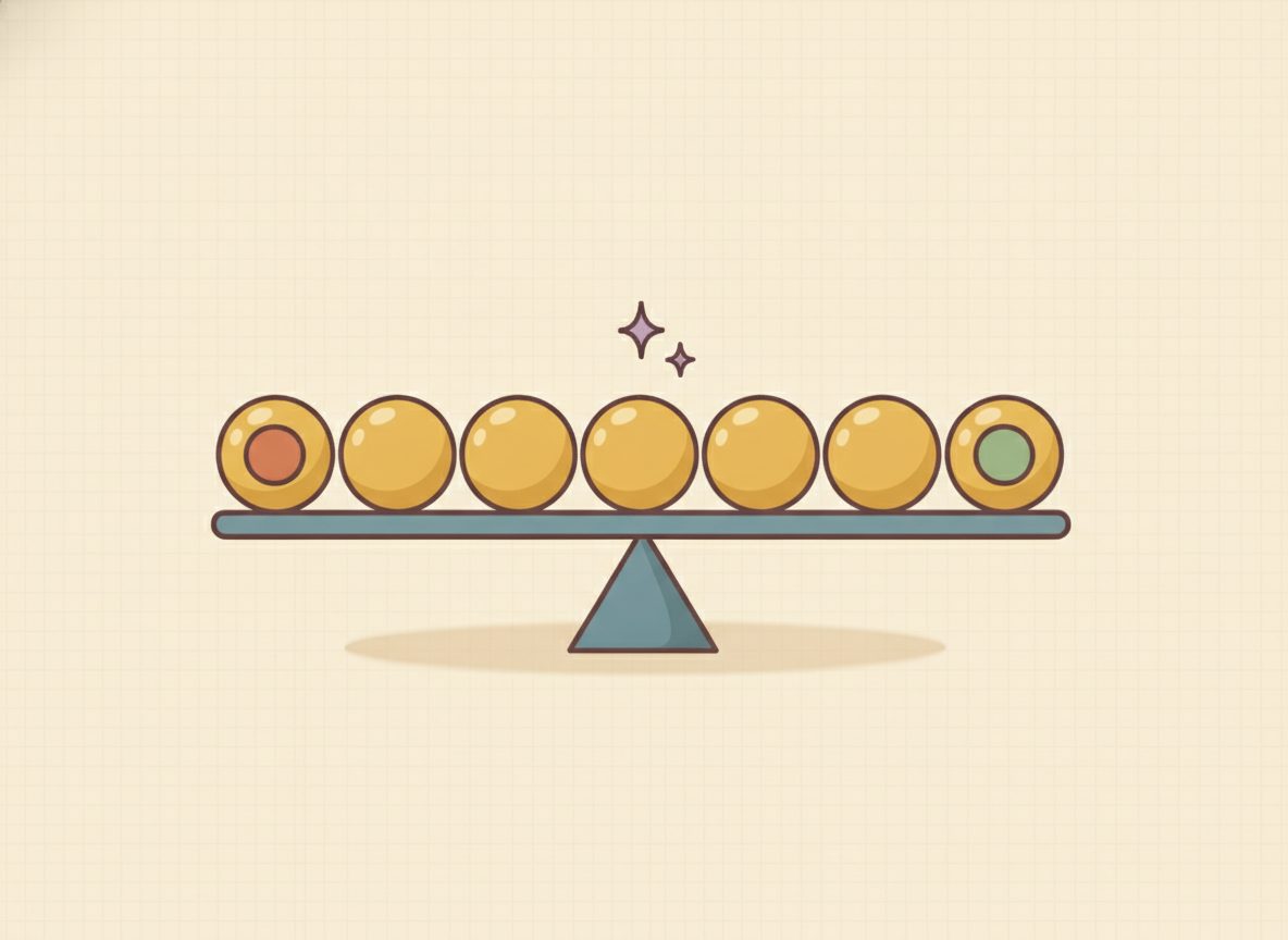 A row of dots balancing on a single point, picturing the mean as a balance point.