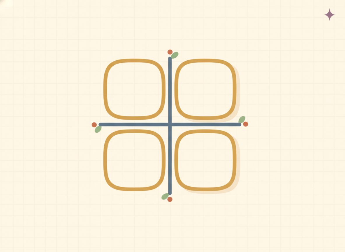 A clean two-by-two grid of cells, picturing a two-way table.